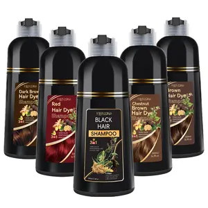 500ml plant-based hair dye shampoo, a 3-in-1 solution for dyeing, cleaning, and care. With a gentle herbal formula that brings shine and vitality to the hair, this family set comes in 5 color options: black, brown, dark brown, chestnut brown, and red
