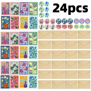 24 pcs Floral Greeting Cards with Envelopes Blank Inside Thank You Cards Floral Blank Note Cards for Wedding Birthday Baby Shower Thank