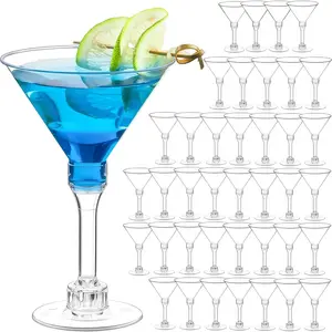 40-Piece Plastic Martini Glasses 5 oz. Cocktail Glasses, Mini Stemmed Wine/Martini, Party Wine Glasses, Durable, Shatter-Resistant, BPA-Free, Perfect for Christmas Parties, Weddings, Birthday Celebrations