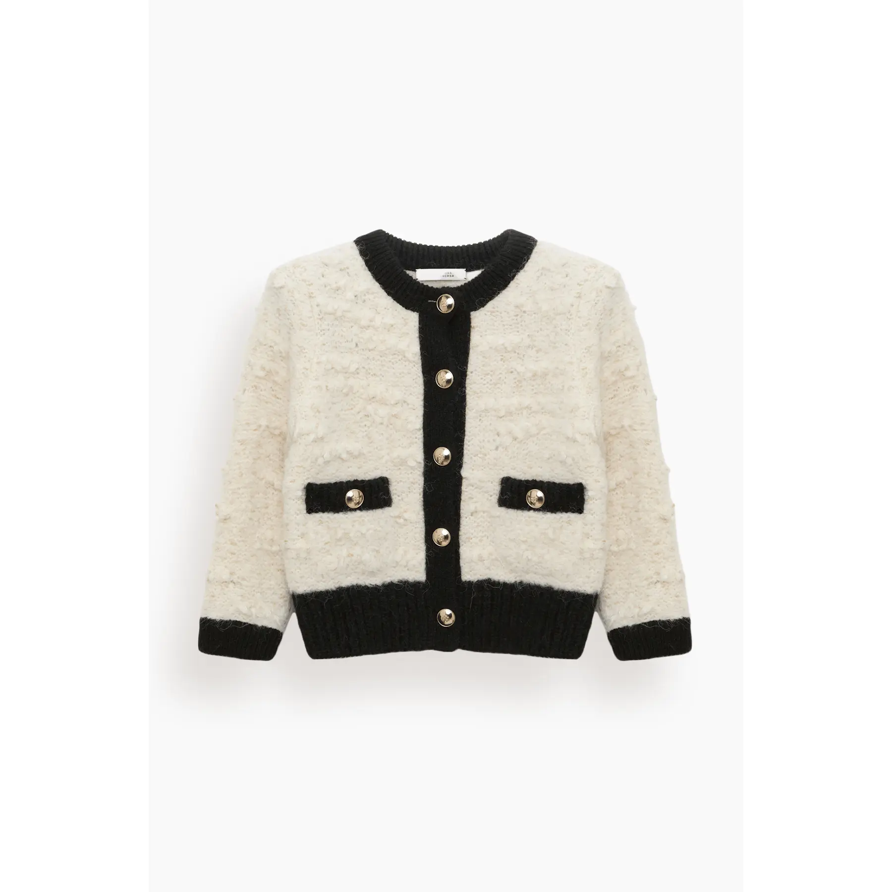 Delightful Sparkle Cardigan in Creme Black Framed