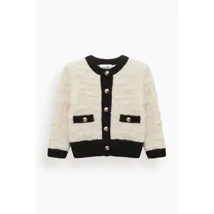Delightful Sparkle Cardigan in Creme Black Framed