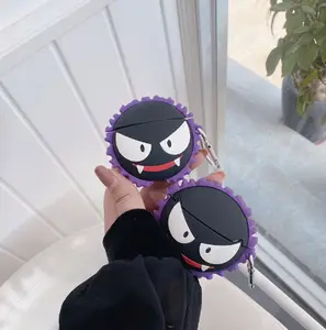 Gastly Anime AirPods Case, Headphones Accessories, Music, Keychain, Ghost Type, Gengar, Kawaii, Gifts for Him, Dad, Kids, Christmas, Birthday, Smiley Face, Phone Electronics