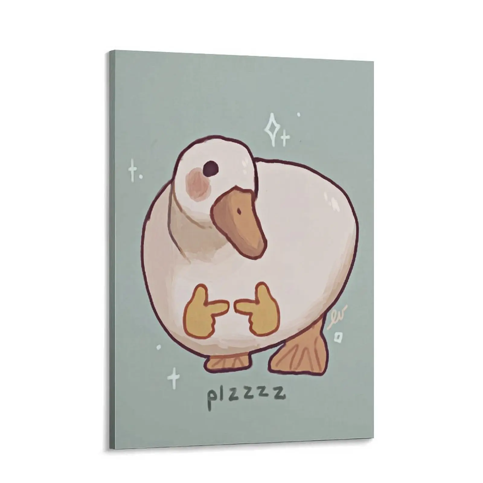 Cute Sleeping Duck Canvas Wall Art - Kawaii Animal Cartoon Poster, Aesthetic Minimalist Unframed Room Decorations, Easy Install Universal Art for Kid Room, Nursery
