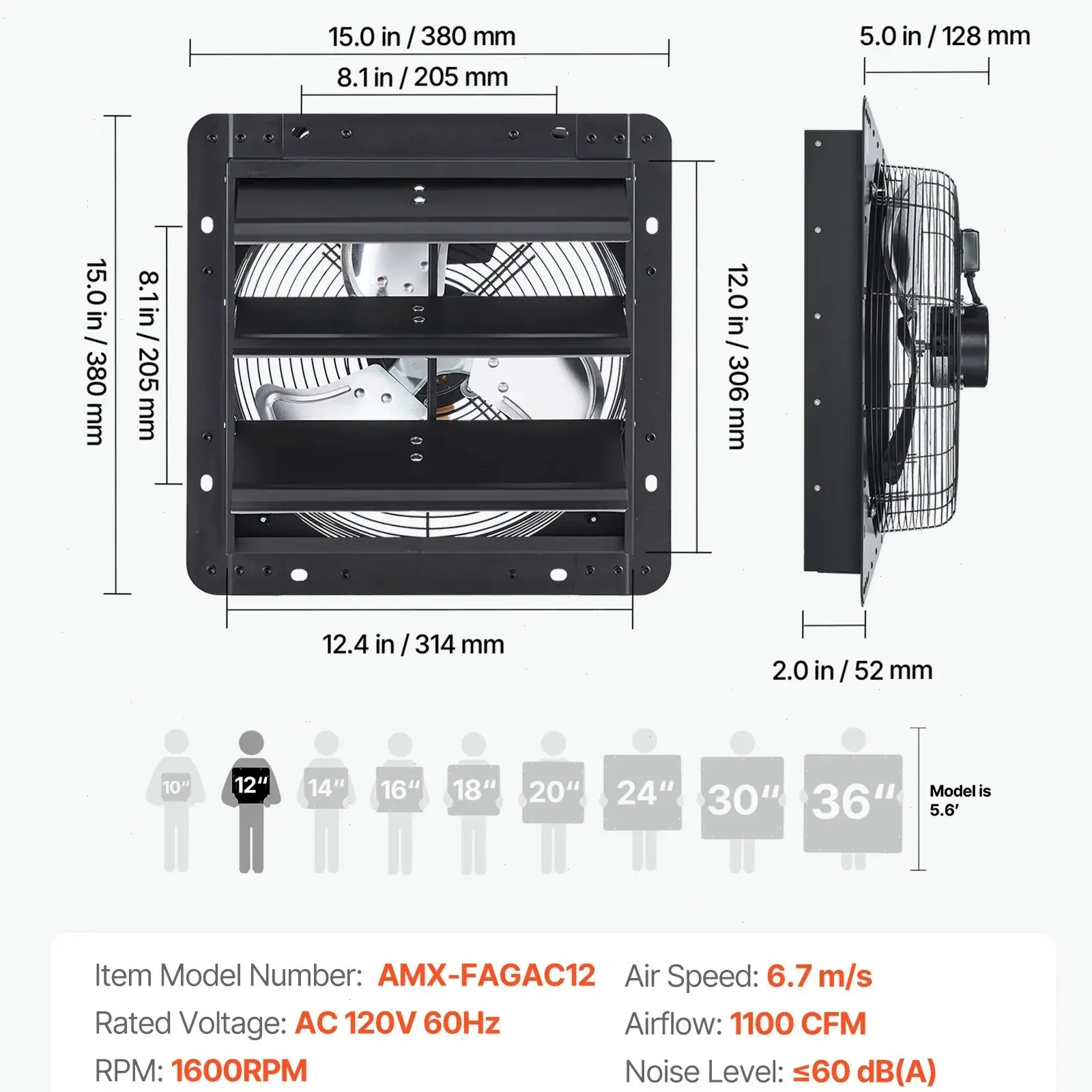 12 inch/1100 CFM With Speed Controller
