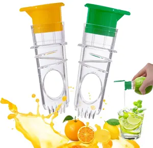 Lemon Squeezer – 2-Pack Lemon-Juicer – BPA-Free Plastic Lime Juicer– Compact Juice Extractor Citrus Press with Lid – Squeeze Lime for Cocktails, Drinks