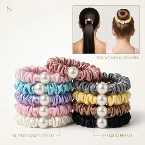 Vicafan Elegant Satin Faux Pearl Hair Ties 10pcs Soft Elastic Comfortable Bands for Women Teen Girls Girlfriends Fashion Accessories Mother's Day Gift tiktokshopspringglowup