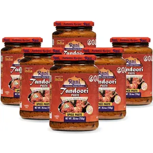 Rani Tandoori Paste (No Colors) 26.5oz (750g) Glass Jar, Pack of 5+1 FREE ~ For Tandoori Chicken, Chicken Tikka, Paneer Tikka | All Natural | NON-GMO | Kosher | Vegan | Gluten Free | Indian Origin