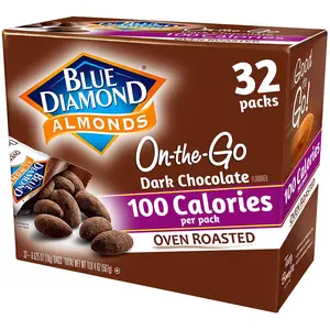 Blue Diamond Almonds Dark Chocolate Cocoa Dusted Snack Nuts, 100 Calorie Packs, (1, 32 Count Toal)