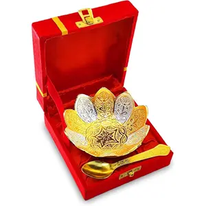 Bowl Spoon Set  Plated Light Weight with Red Box Diwali Christmas Eid  Decoration  Family Corporate Wedding Return  Items Dessert Dry Fruits Serving Gifts