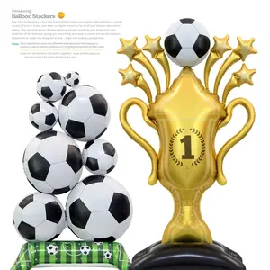 2 PCS Giant Standing Soccer & Trophy Balloon,Soccer Theme Party Decor,Sports Theme Party Supplies,Photo Backdrop Decor outdoor