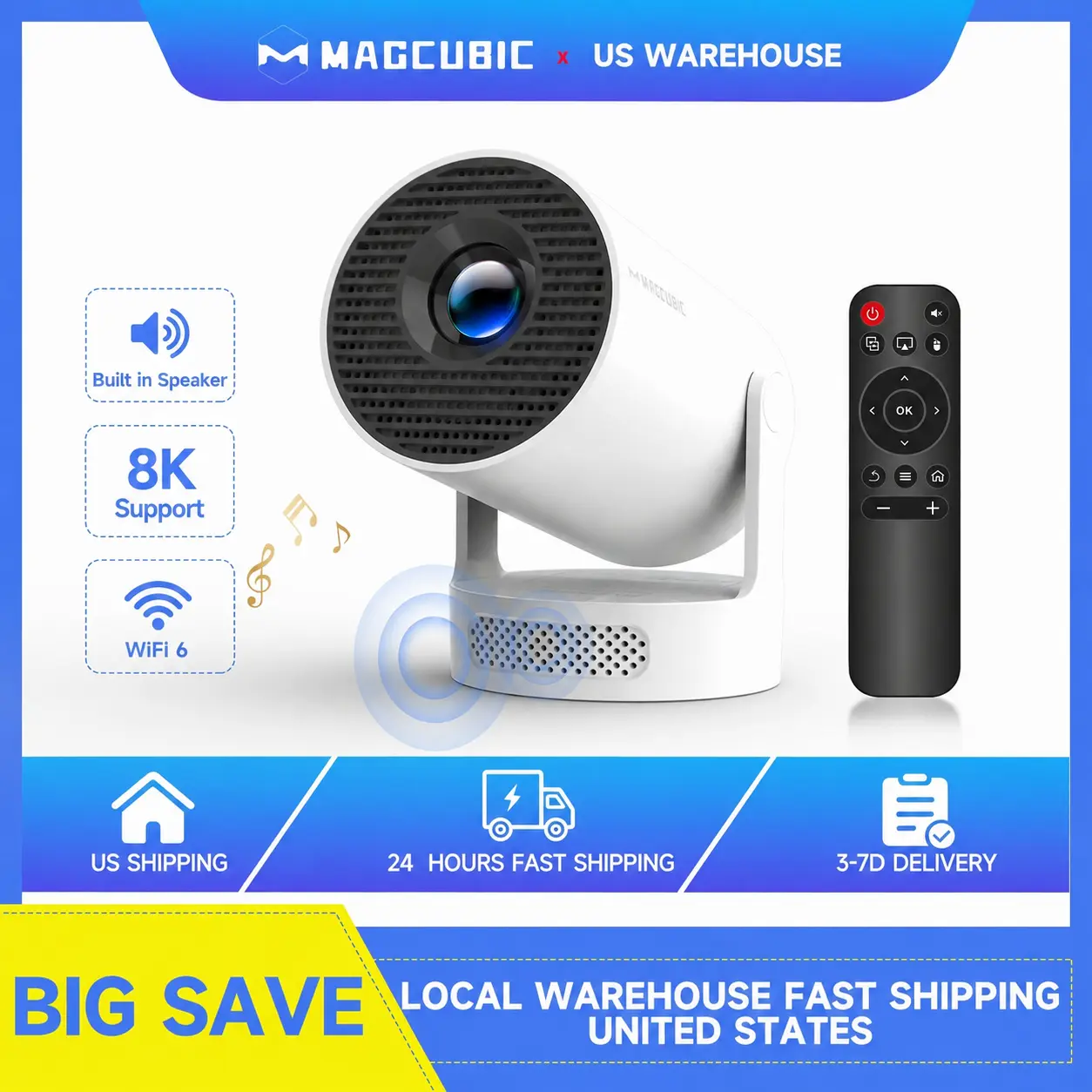 Magcubic Android 14.0 HY300Pro+ Projector Dual WIFI6 Native 1280*720P 0.8:1 Throw Ratio 8K Videosource Supported Built-in Speaker & Appstore Allwinner H726 Home Cinema Mini Smart Portable Upgraded HY300Pro #TikTokShopBackToSchool