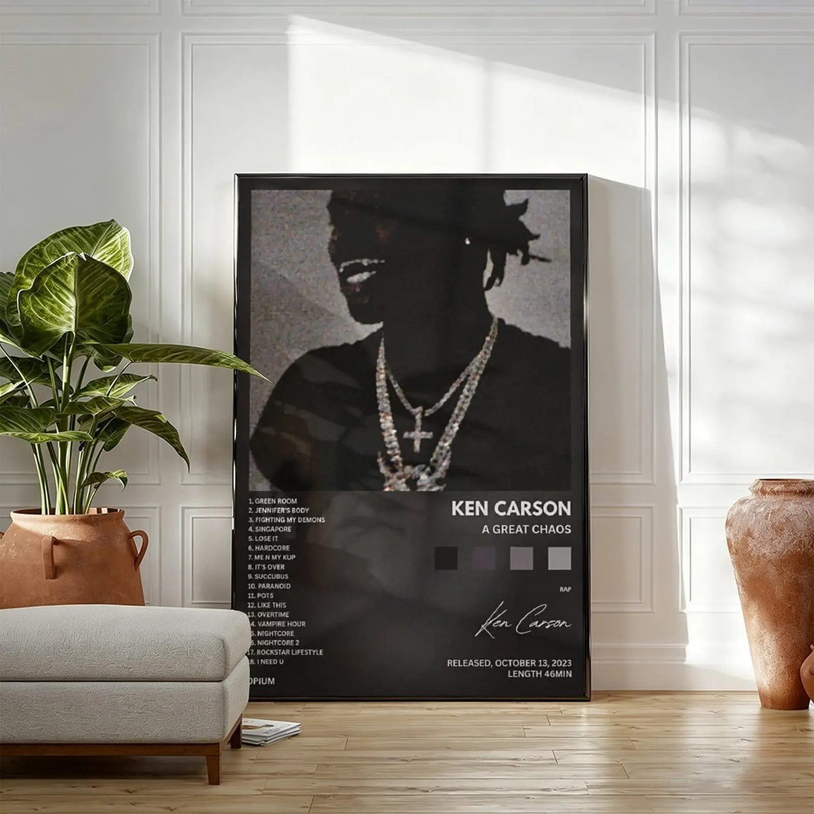Ken Carson A Great Chaos Canvas Wall Art, Rap Music Poster, Opium Aesthetic Room Decor, Underground Hip Hop Artwork, Rage Rap Wall Decor for Bedroom, Dorm, Gaming Room, Music Studio, Man Cave, Gift for Ken Carson Fans, Rap Lovers