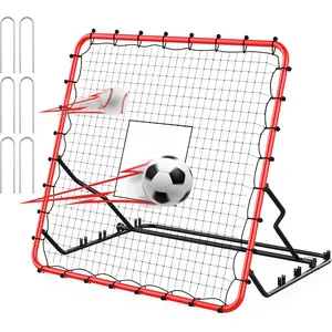 Baseball Rebounder ,4x4.5FT Soccer Rebounder with 4 Adjustable Angles, 28 Bungee Cords to Adjust Elastic,  Equipment for Soccer/Baseball/Softball/Volleyball ,Pitchback Net for  Levels