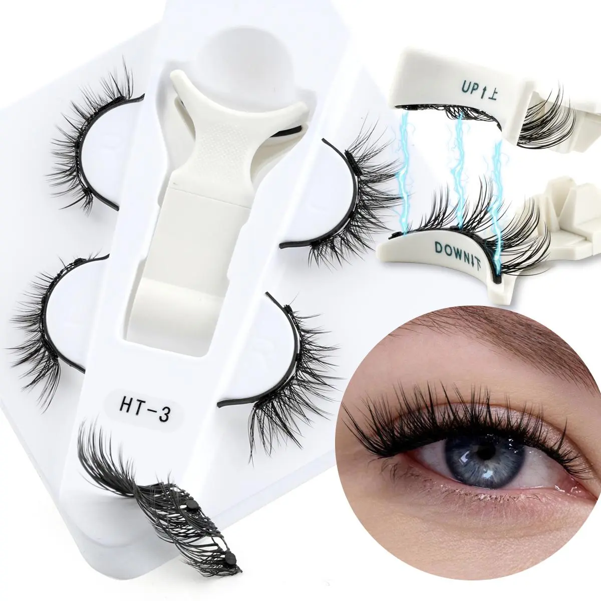 MEISHENJIE 2 Pairs Magnetic Eyelashes Set Manga 3D Mink Lashes Reusable Handmade Makeup Tool Magnetic Eye lashes with Tweezers