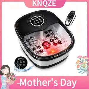 KNQZE Foldable Foot Massager with Heating Function 16 Shiatsu Rollers Wireless Remote Control Adjustable Timing Bubble Bath Red Light Pumice Stone Medicine Box Compact Design Ideal Gift for Mother's Day - Daily, Relaxing#Summervibes