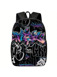 Classic Student Dackpack for and ;Printed CustomLarge Capacity Black Backpack., for Teenager