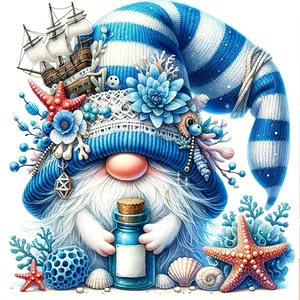 Large Size 5D Round Diamond Painting Kit, Diamond Art Tools, Ocean Gnome Acrylic Pmma, Cartoon People Theme, DIY Supplies, Home Decor Art Project