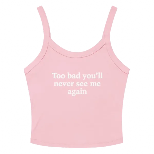TOO BAD TANK Micro Rib Crop Top in Soft Airlume Cotton with Thick Straps & Mid-Length Cut for Women