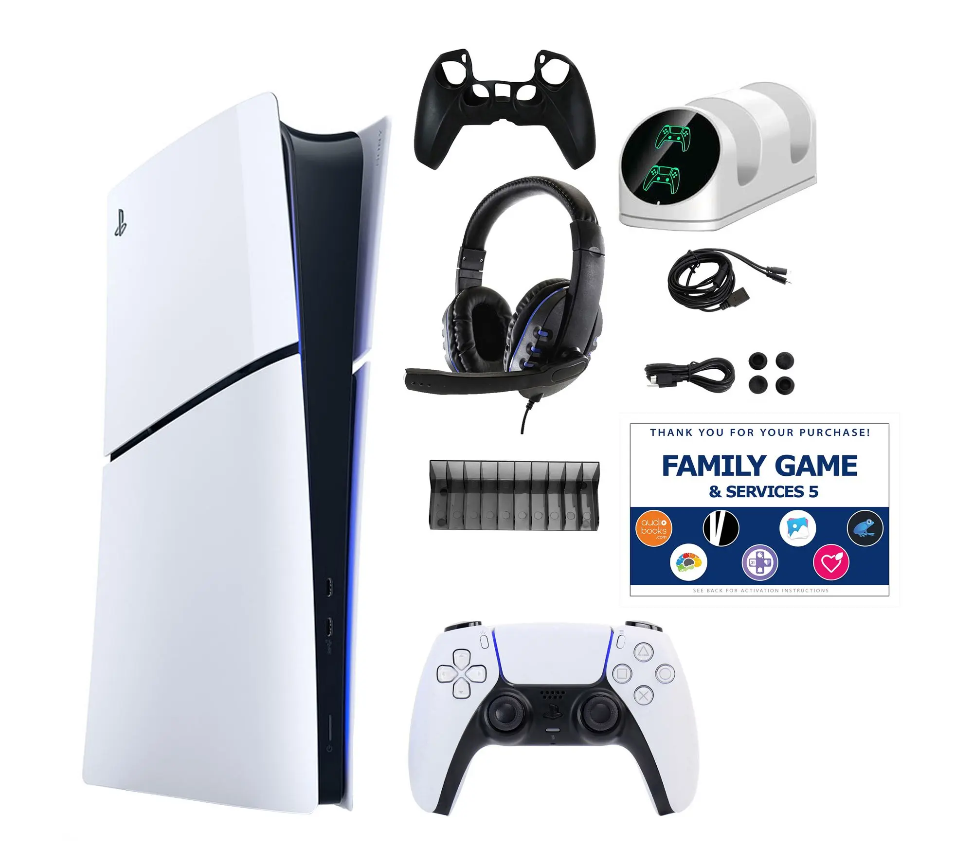 PS5 Slim Digital Bundle with Accessories Kit & Voucher PS5 Slim Digital Bundle with Accessories Kit & Voucher