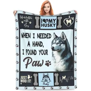 Husky Blanket Husky Decor Throw Blanket Super Soft Flannel Lightweight Fluffy Plush Cozy Fuzzy  Stuff Blanket Gifts for Dog Lover Girl Boys Woman Man Kids Adults for Bed Sofa Couch 40"X50"