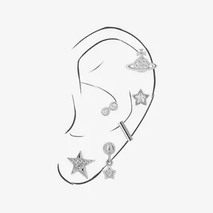 925 Sterling Silver Star Planet Saturn Cosmic Orbit Earrings Set, Screw Back Ball Back Stud Earrings, Dainty Minimalist Earring Gift for Her Mom Sister