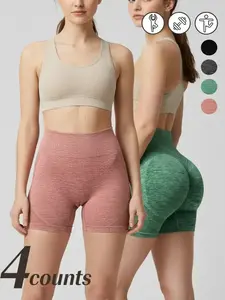 Women's High Waist Sports Gym Shorts, Quick Drying High Stretch Seamless Yoga Short Leggings, Ladies Sportswear Clothing for Indoor Outdoor Wear