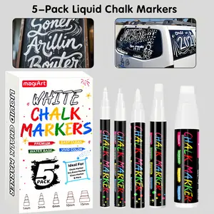 White Liquid Chalk Markers 5Pack/10Pack Bright Colors Erasable Reversible Tip for Chalkboards Signs Glass Easy to Use Chalk Marker Pens