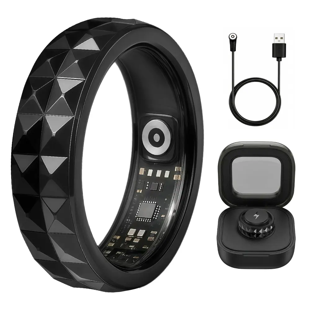 Durable Wearable Fitness Tracker Ring - Slim, Lightweight Smart Ring with 24H Heart Beat Monitor, Sleep & Blood Oxygen Tracking, IP68 Waterproof, Long Battery Life, Stylish Daily Wear Design, Universal Finger Fit (Ideal for Fitness Enthusiasts), Wearable