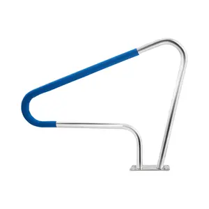 304 Stainless Steel Pool Handrail for Inground Pools - with Non-Slip Blue Grip, Rust & Weather Resistant Grab Rail for Swimming Pools, Spas, Water Parks