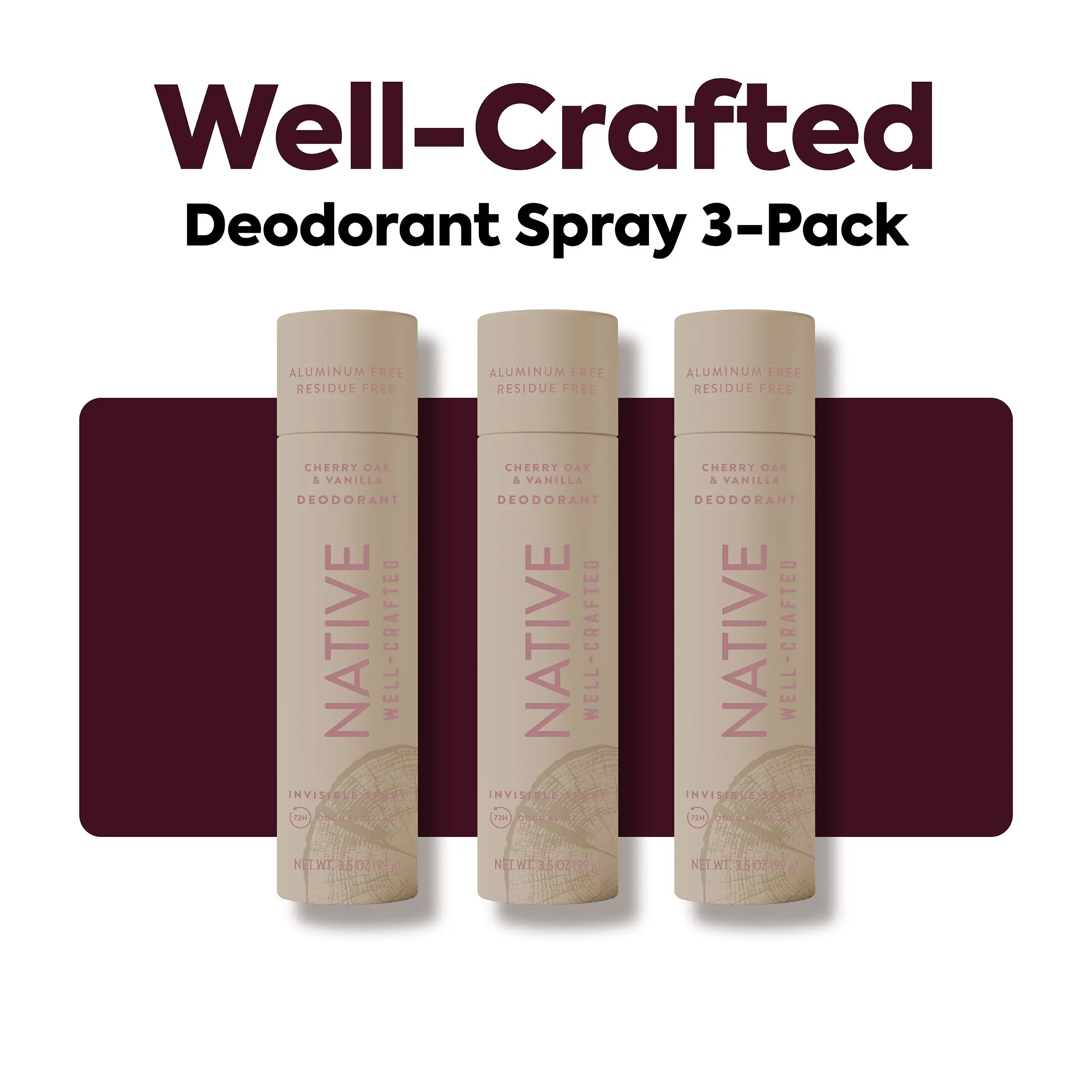 NATIVE Aluminum-Free Deodorant Spray 3-Pack – 3.5 oz, Odor Protection