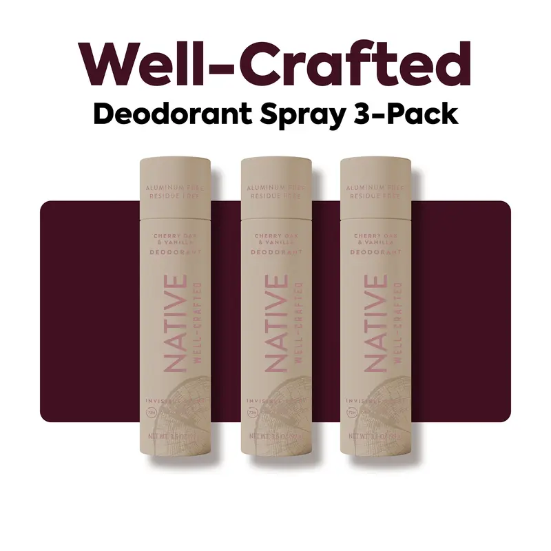 NATIVE Aluminum-Free Deodorant Spray 3-Pack – 3.5 oz, Odor Protection
