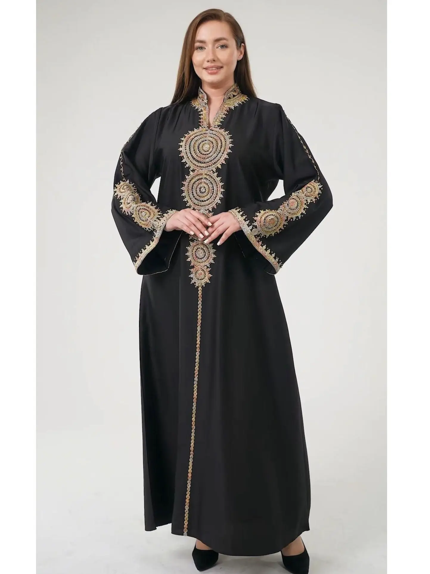 Naya Galabyia - Embrodiered Women's Jalabiya - Ceremonial Arabic Eid Dress - Perfect for Ramadan, Gifts for Her, Eid Floral Embellished Abaya