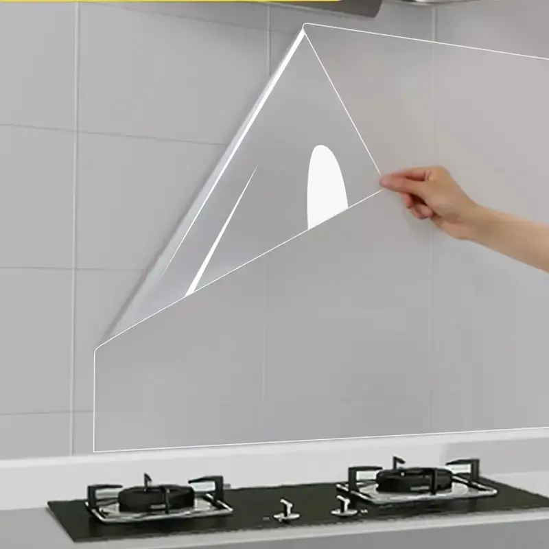 Plastic Static Adhesive Wall Protection Film Interior Walls, Waterproof Oil-Resistant Removable Film, Kitchen Tile Home Dorm Decor, No Glue Static Cling Easy Clean, 118 Inches