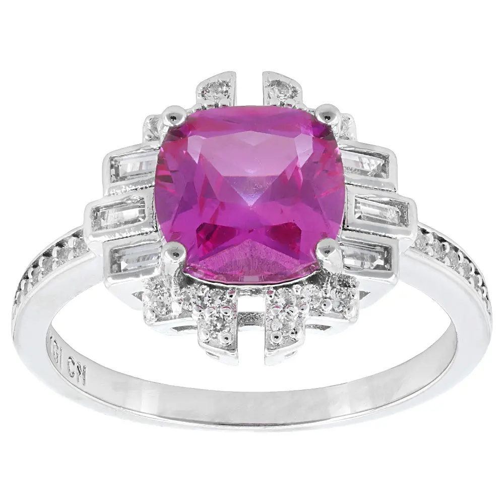 JTV Lab Created Sapphire Rhodium Over Brass Ring 2.22ctw