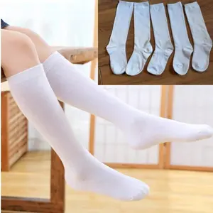 New5 Pairs Kids Long Tube Socks, White Knee-Socks Children, Breathable Socks School Uniform, Suitable 3-10 Years Old, All Season