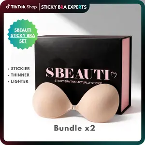 Just in SBEAUTI set, Viral Cleavage Bra x2 bundle, Gift for Her, Adhesive Push Up Cleavage Bra, Up to G Cup, Seamless Strapless Bra for Date Night, Backless & Red Dress, Waterproof & Reusable SpringStatements
