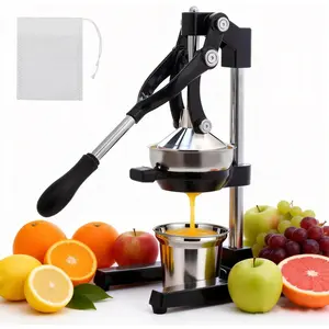 Cast Iron Juicer,Manual Juicer Hand Press,Professional Citrus Juicer,with Stainless Steel Cup,Easy to Use & Clean,Heavy Duty Stainless Steel Manual Juicer For Orange Juice,Pomegranate,(Black)