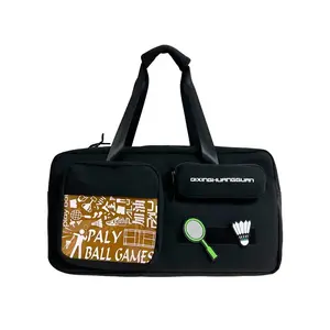 Badminton Bag for 3Pcs Racket, Hand-Held Sports and Fitness Bags, Unisex Large Capacity Racket Bag, Multi-Layer Shoulder Bag,