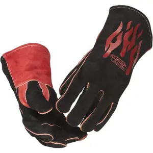 Electric Traditional MIG/Stick Welding Gloves |   14" Lined Leather |   Kevlar Stitching |   K2979-ALL, Black, Red