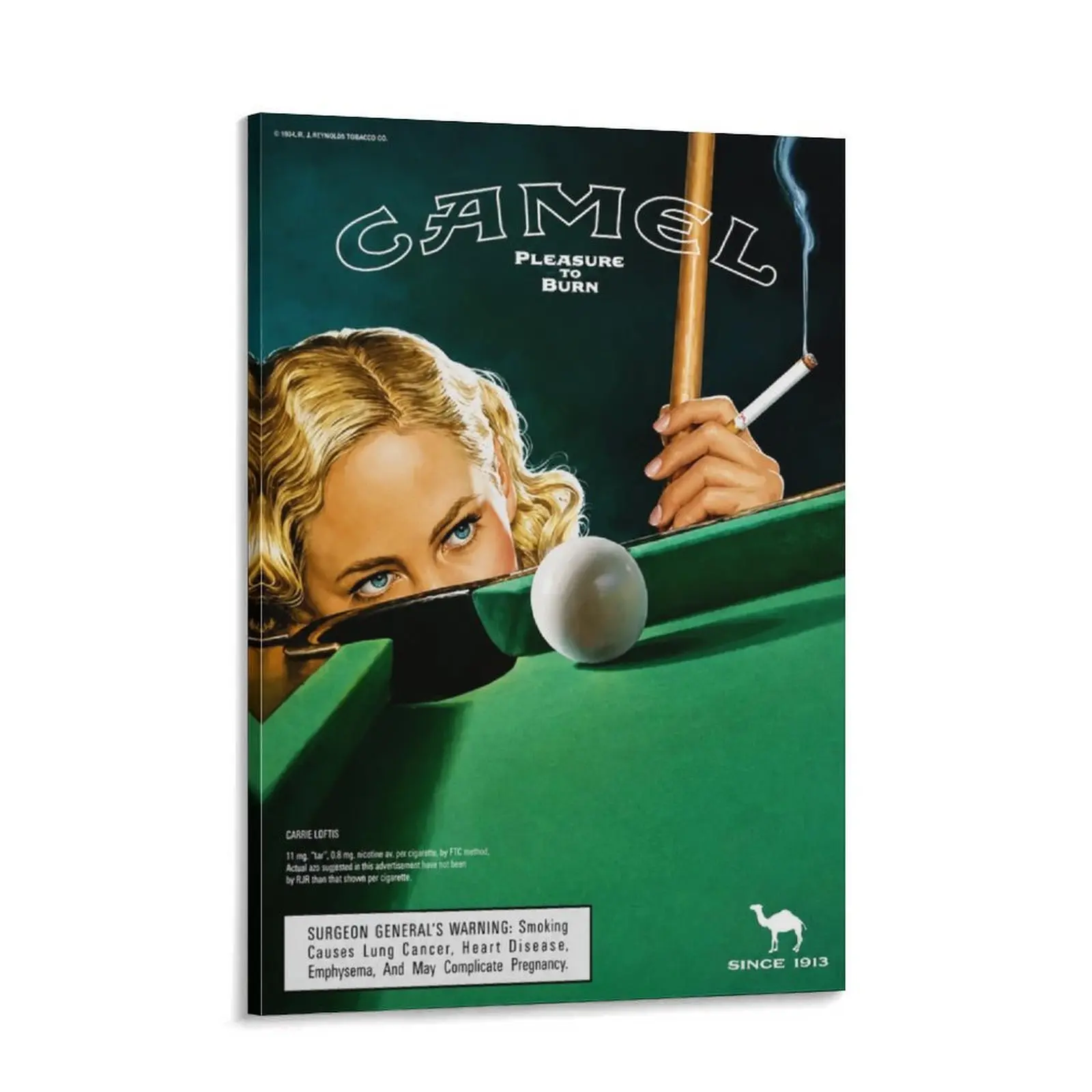 Vintage Camel Poolhall Pinup Poster - Graphic Collectibles, Vintage Wall Art, Artistic Indoor Decoration, Room Accessories for Home Accent Piece, Personal Collections