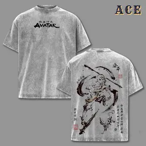 Aang Shirt, Avatar the Last Airbender Shirt, Animated Shirt, Vintage T-Shirt Menswear Top Underwear Tshirt The Last Air Nomad - The Avatar Anime Double Printed Washed Tee Unisex Oversize Anime Manga