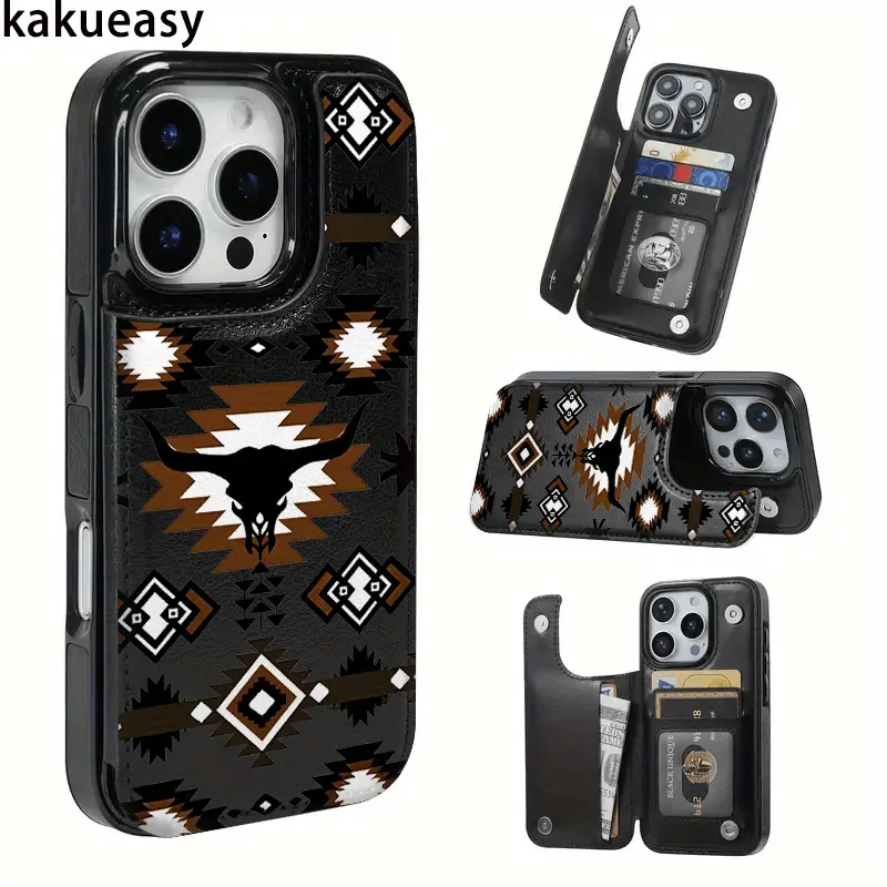 The design is printed with a cow pattern, practical and includes a card slot, with various functions, suitable for bank and public transport cards. Compatible with iPhone 17/16 Pro Max, 16, 15 Pro, 14 Plus and 13 12 Pro Max series. Black