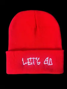 StayLoco Red "Lets GO..." Special Surprise Cuffed Winter Beanie