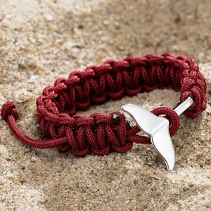 550 Paracord Survival Whale Tail Nautical Bracelet Men Women Beach Wristband Adjustable Jewelry Marine Surf Accessories
