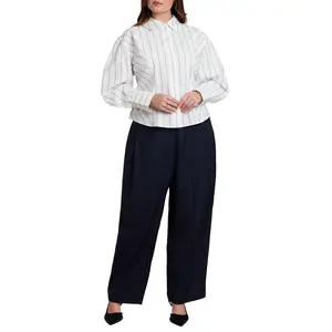 ELOQUII Women's Plus Size Pleated Straight Leg Trouser