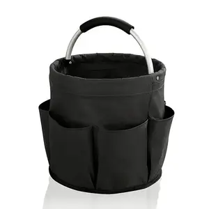 Foldable Acrylic Storage Basket with 6 Pockets and Rounded Handle, Portable Multi-Functional Home Office Organizer, Travel Accessories Tote for Outdoor Use, Six Pockets
