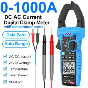 Mestek CM86B Clamp Meter 0-1000A DC AC Current Voltage Resistance True RMS Temperature Multimeter Amperimetrica Capacitance Ammeter Current Digital Clamp Meter Professional AC DC Current Pliers Ammeter True RMS Digital Multimeter Electrical Multi Tester