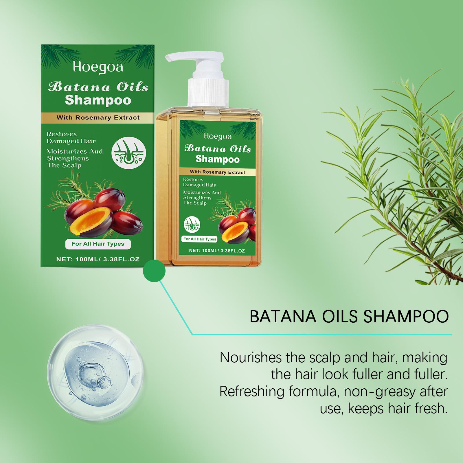 Hoegoa Batana Oils Shampoo with Rosemary Extract - 100ml - Gentle Cleanser for All Hair Types - Nourishes & Softens Hair - Strengthens Scalp