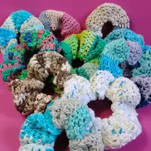 Random Crochet Scrunchies Colorful Cotton