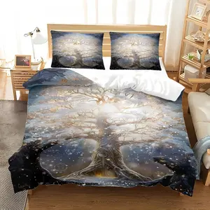 [Three-piece bedding set] Soft, breathable, machine washable bedding with zip closure, available in multiple sizes for bedroom and guest rooms.